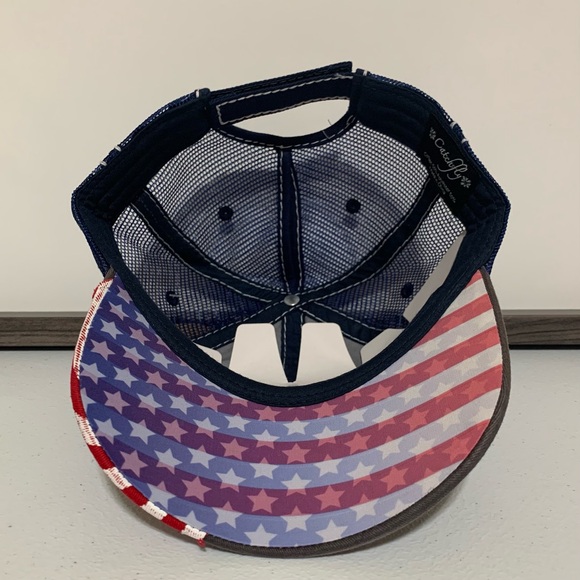 Catchfly Women's "Land of the Free" Distressed Ponytail Baseball Hat/Cap-OS NWT - Picture 6 of 14